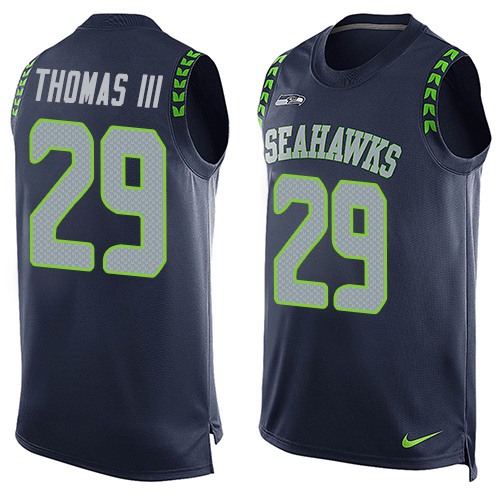 Men's Limited Earl Thomas III Nike Jersey Navy Blue - #29 Player Name & Number Tank Top NFL Seattle Seahawks